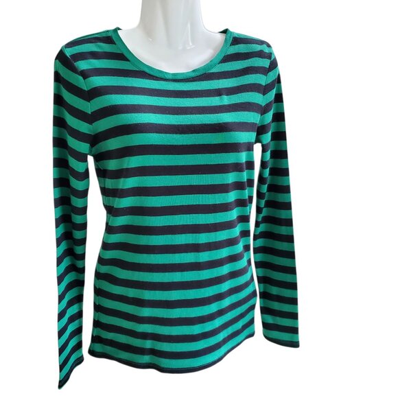 FREE WITH $20 PURCHASE MERONA GREEN/BLACK STRIPED TOP SMALL - Picture 1 of 6